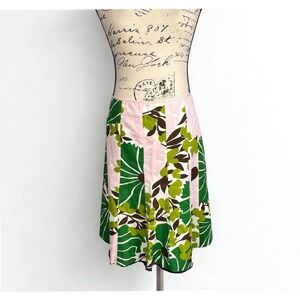 J. Crew Floral Midi Skirt Cotton A-Line Pink Green Preppy Vtg 200510 67814